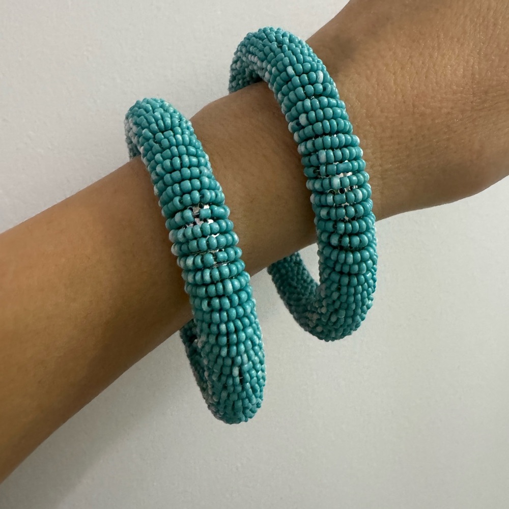 Funky bangle Elegant Bracelet 6 Set - Black, Turquoise, Silver festival jewelry - Picture 3 of 8